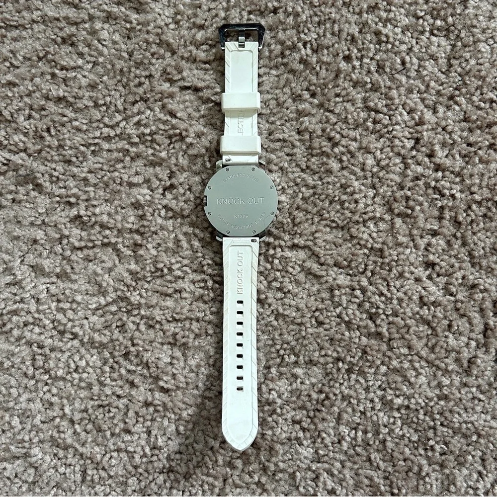 KO Knock Out Round 1 40mm All White Silicone Roman Numeral Watch K1306
